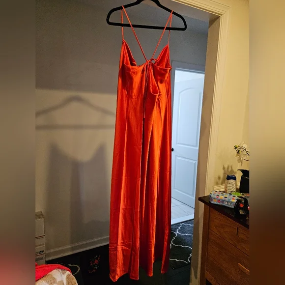 NWT Old Navy Satin Cowl Neck Maxi Dress Coral - Picture 3 of 4